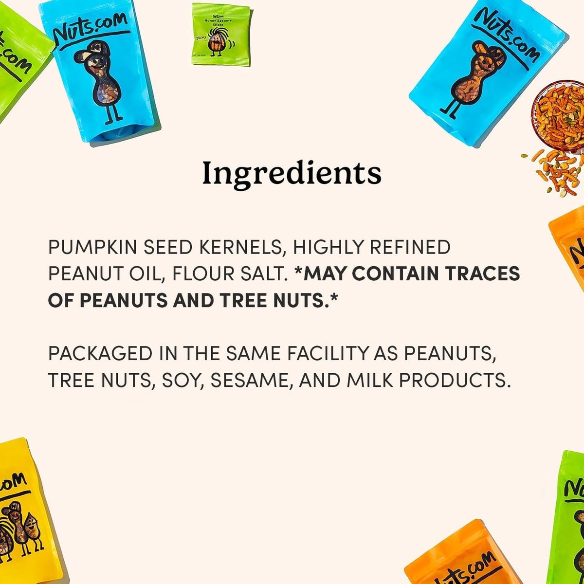 Nuts.com pumpkin seeds protein-rich snack for energy on the go.