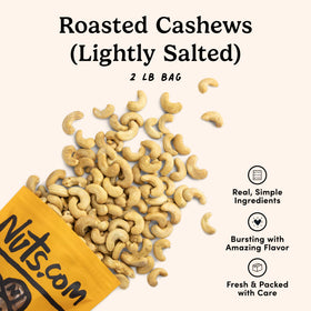 Nuts.com Roasted Cashews Lightly Salted served in a bowl for sharing at gatherings.