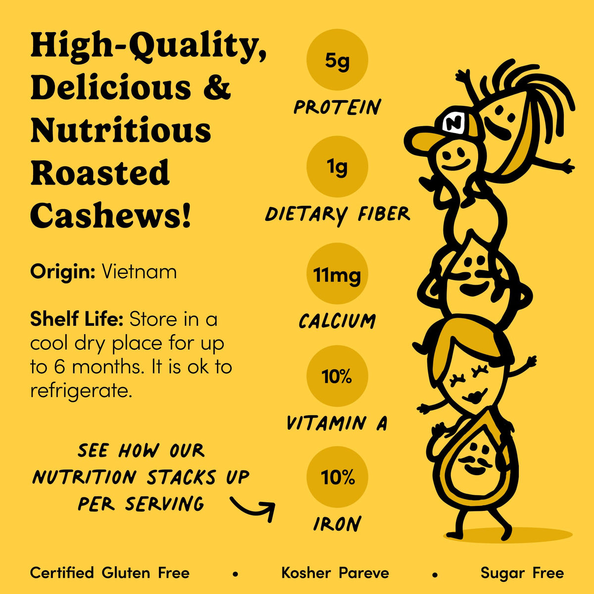 Nuts.com roasted cashews in a resealable bag for freshness