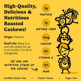 Nuts.com roasted cashews in a resealable bag for freshness