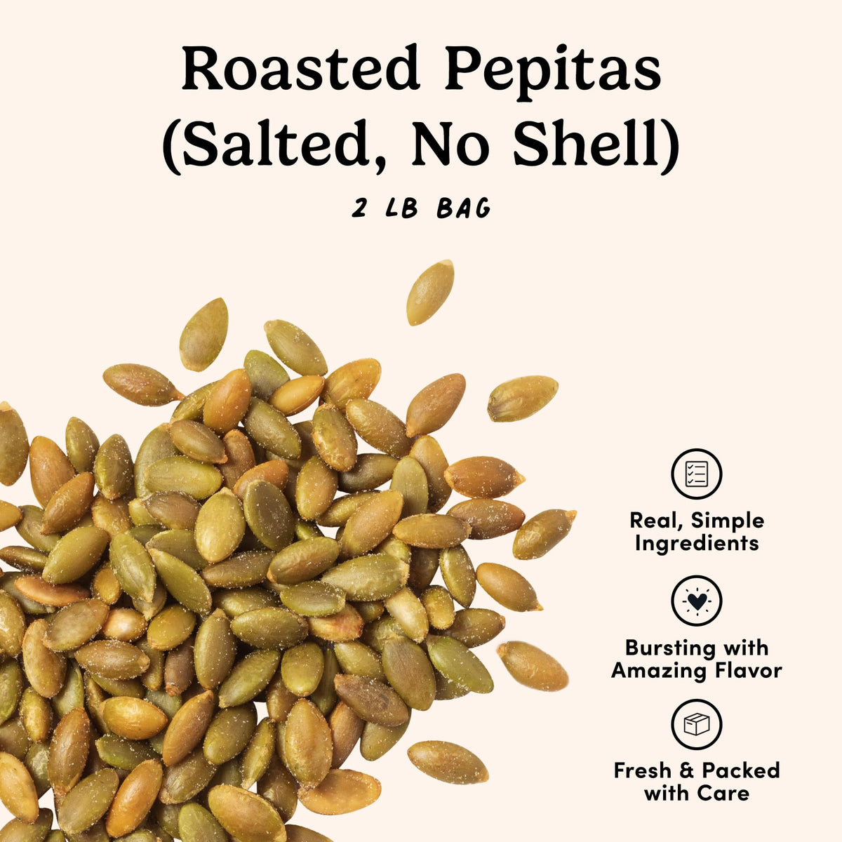 Nuts.com roasted pepitas-salad-topper on greens adds crunch and mineral-rich flavor.