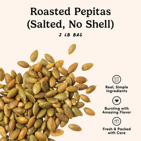 Nuts.com roasted pepitas-salad-topper on greens adds crunch and mineral-rich flavor.