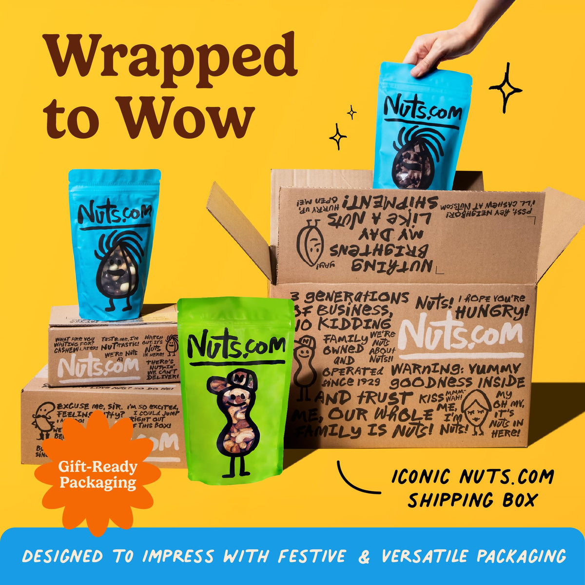 Nuts.com winter-gift-packaging seasonal gifting and display appeal.