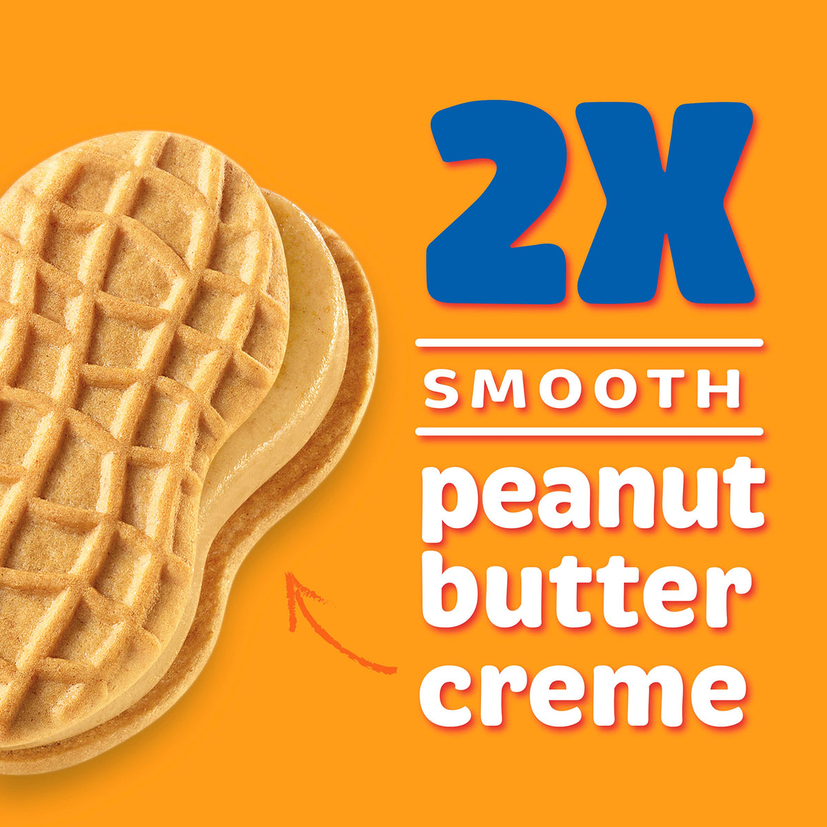 Nutter Butter Double Nutty cookies closeup-filling reveals double creamy center.