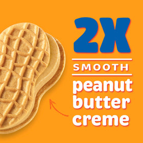 Nutter Butter Double Nutty cookies closeup-filling reveals double creamy center.