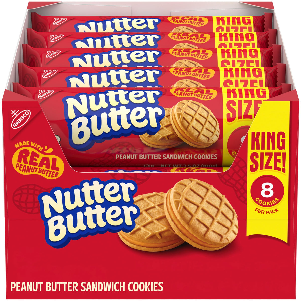 Nutter Butter king-size packaging hero shows convenient snack packs for on-the-go munching