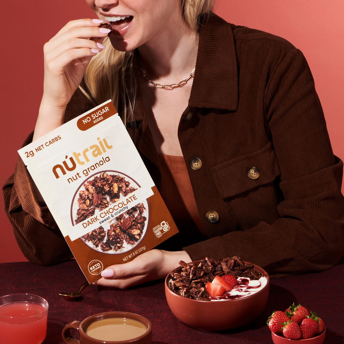 NuTrail Nut Granola as ice cream topping for extra crunch