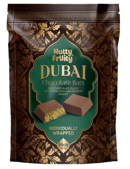 Nutty and Fruity Dubai chocolate bars with pistachio in a gift-ready pack.