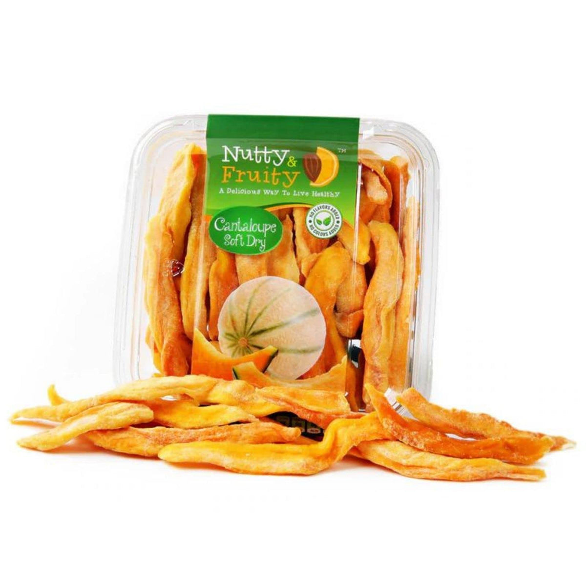 Nutty & Fruity dried cantaloupe slices - tropical, naturally sweet snack.
