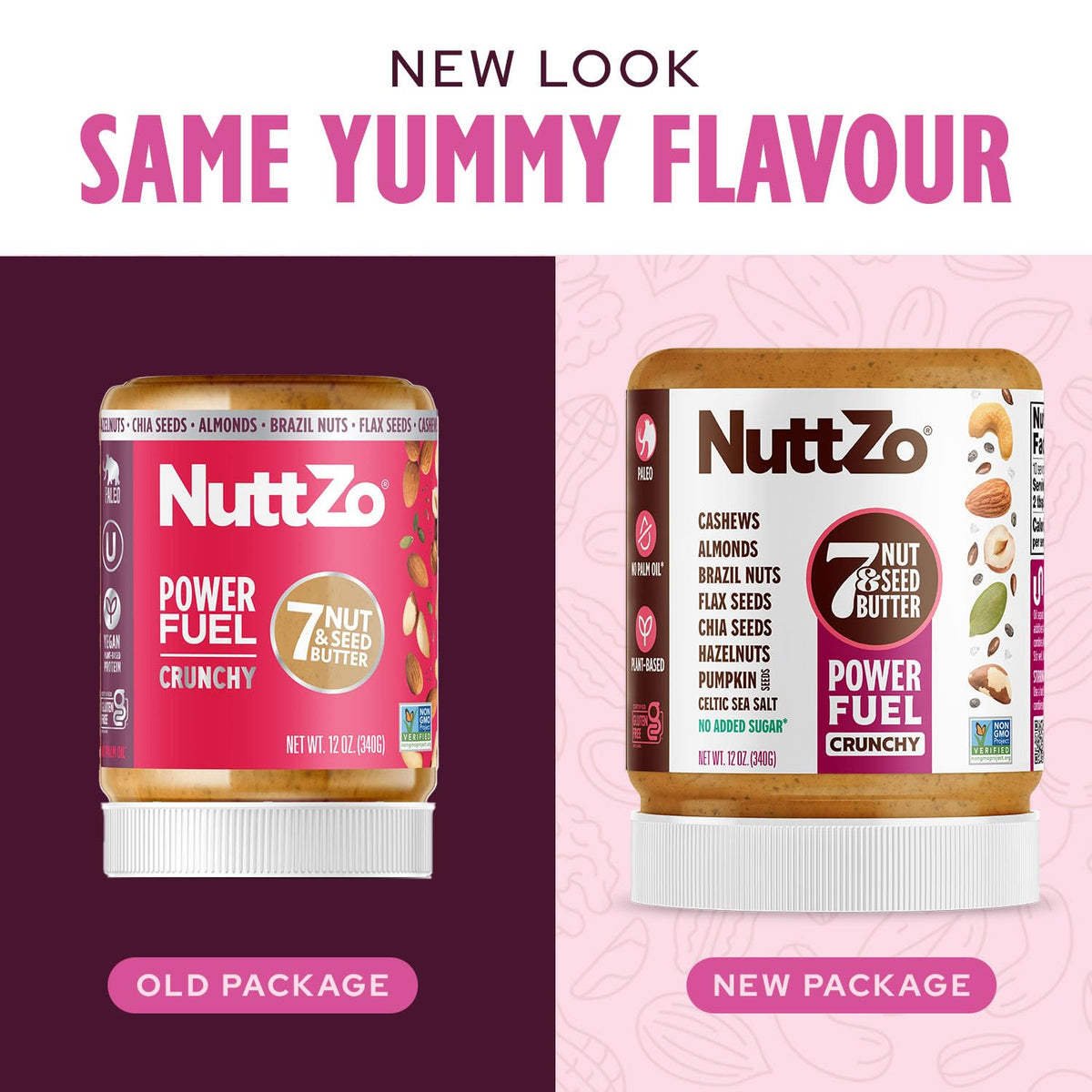 NuttZo Natural Power Fuel nutrition label back shows protein per serving