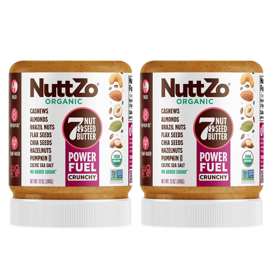 NuttZo Power Fuel front jar view showing crunchy texture for snacking