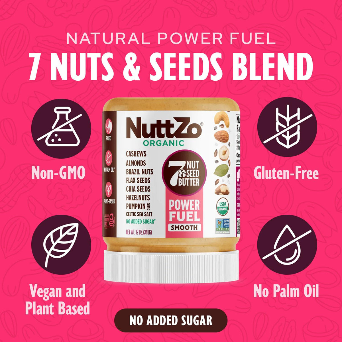 NuttZo Power Fuel spread with creamy texture ideal for smoothies and toast.
