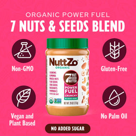 NuttZo Power Fuel spoonful highlighting crunchy texture for quick energy.