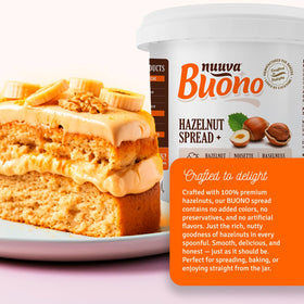 Nuuva Buono hazelnut spread smooth texture ideal for pastries and fillings.