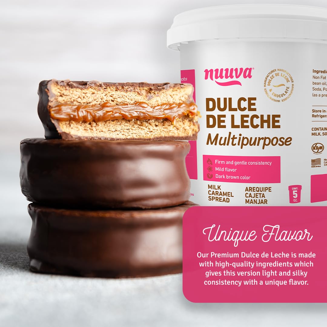 Nuuva Dulce de Leche texture close-up showing creamy caramel with firm hold