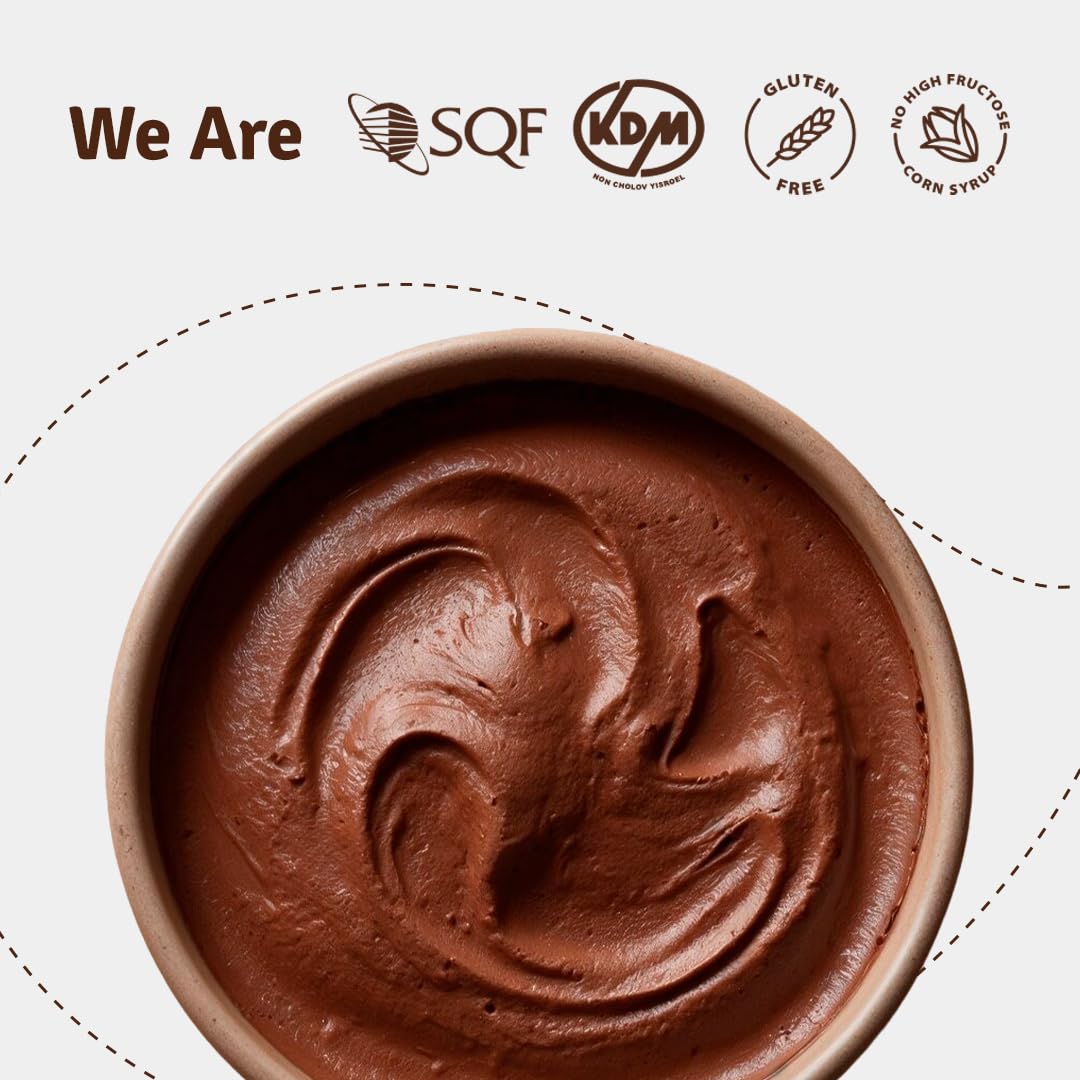 Nuuva ganache warmed in bain-marie delivers silky coating.