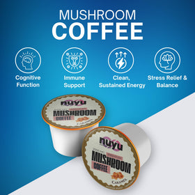 Nuyu Coffee Co. steaming mug conveys inviting caramel aroma and warmth.
