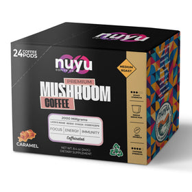 Nuyu Coffee Co. caramel pod pack on display for cozy mornings.