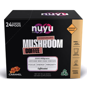 Nuyu Coffee Co. caramel pod pours into a cup for a quick, convenient brew.