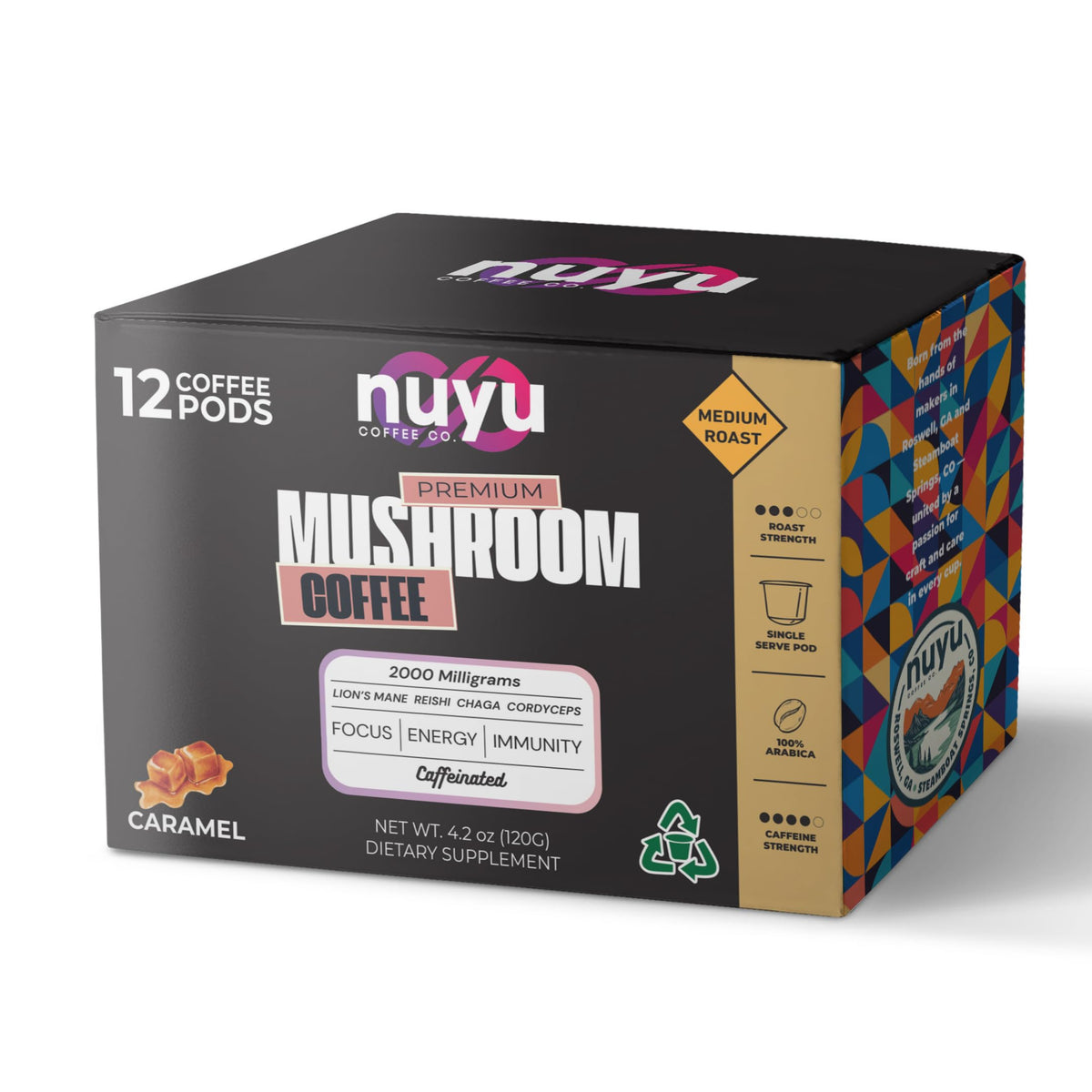 Nuyu coffee pod in machine delivering a fast, consistent brew.