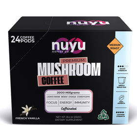 Nuyu Mushroom Coffee Pod with caramel vanilla flavor for a smooth start