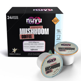 Nuyu Mushroom Coffee Pod Lion's Mane closeup for focus enhancement