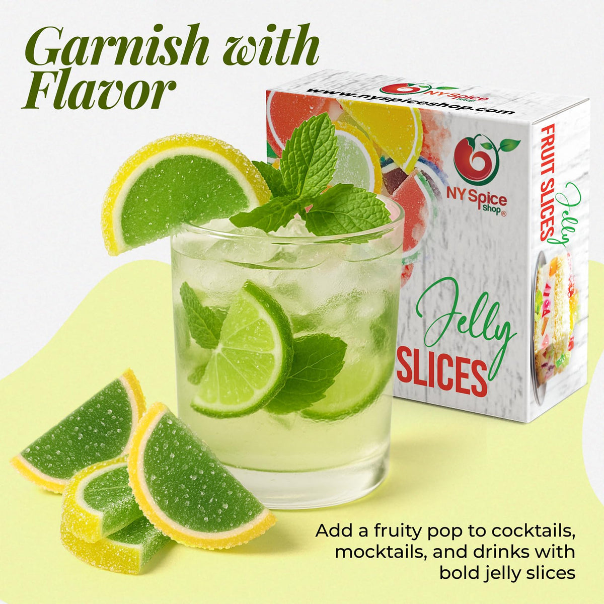 Party favor display with NY Spice Shop key lime jelly slices