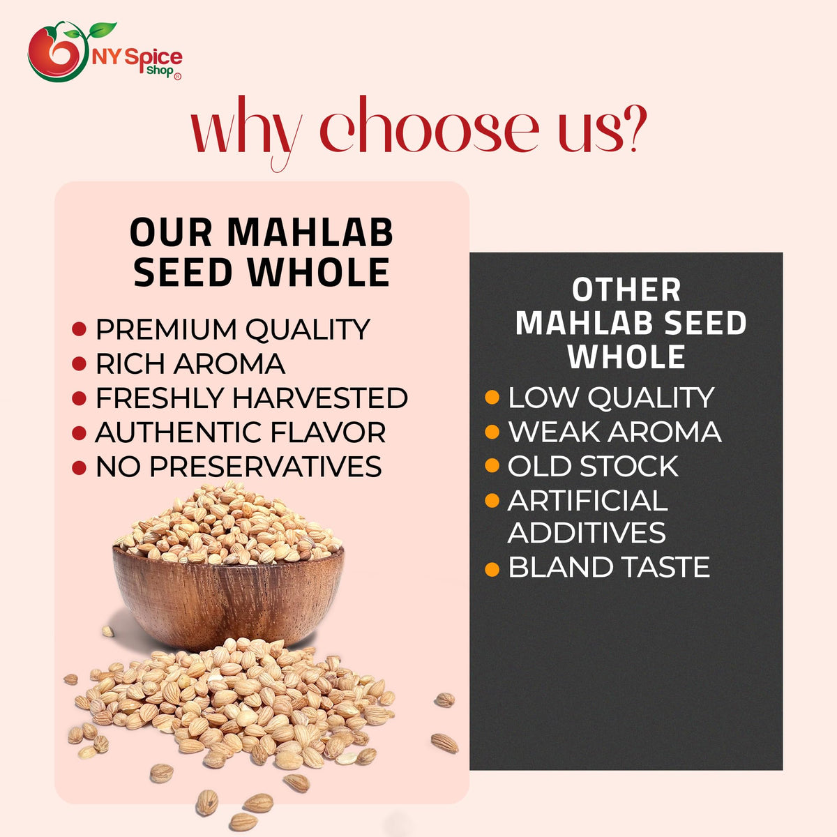 NY Spice Shop Mahlab Seed Whole enhances ice cream and milk drinks.