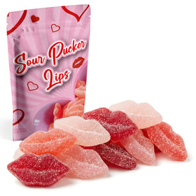 NY Spice Shop Sour Pucker lip-shaped gummies for playful snack appeal.