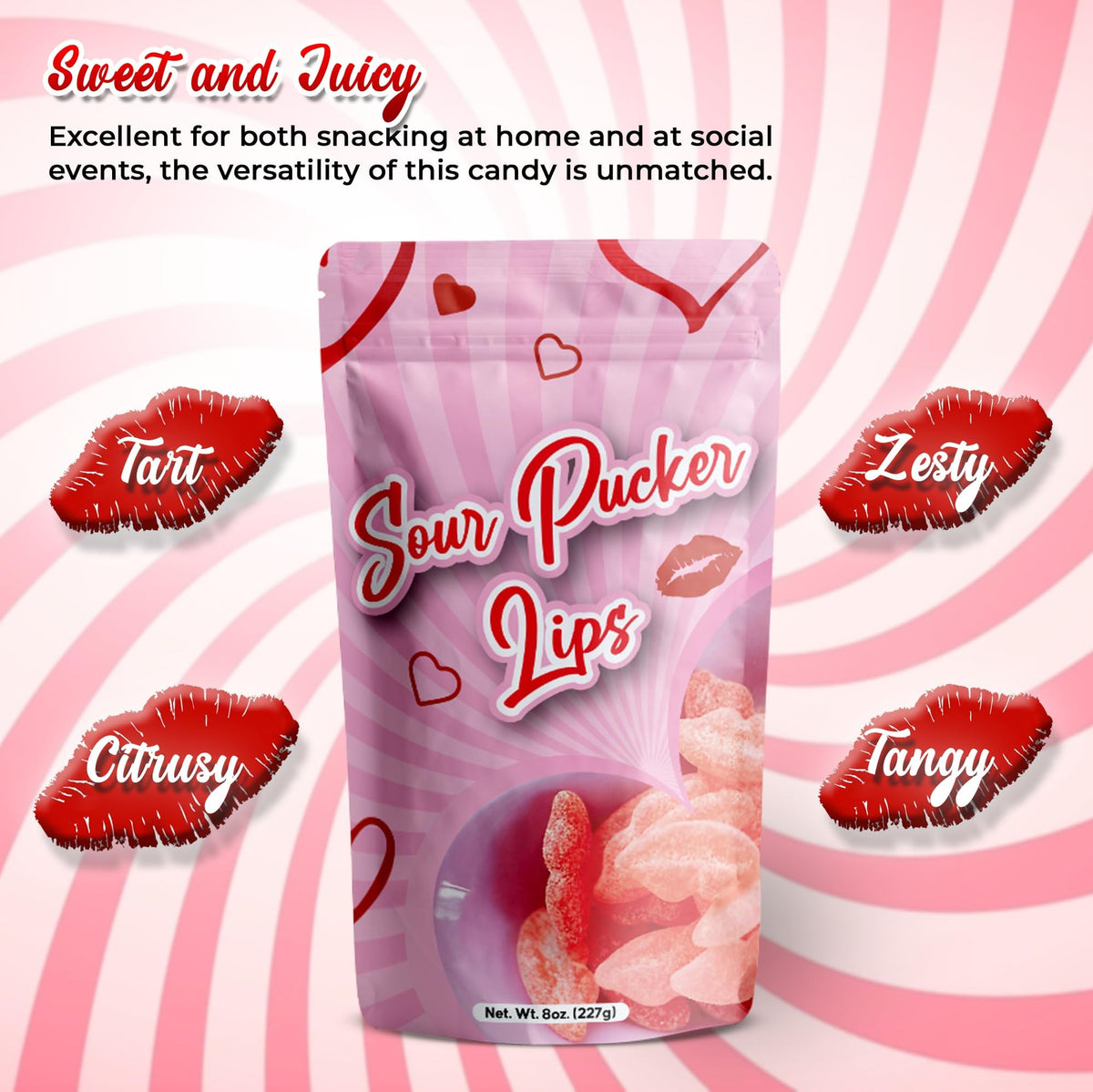 NY Spice Shop bright pink and red gummies enhance party displays.