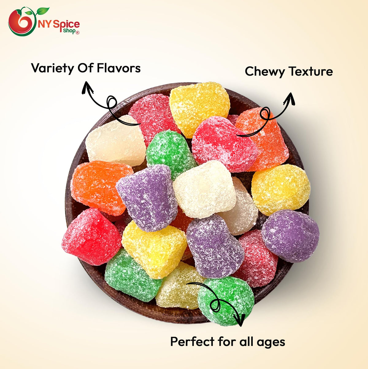 NY Spice Shop Nostalgic gumdrops; classic bite with a warm kick, ideal for baking.