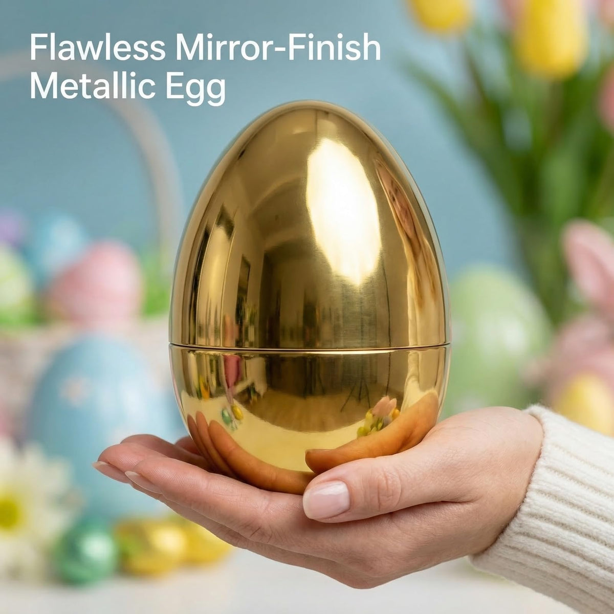 Nyicey gold fillable Easter egg with secure lid for candy surprises