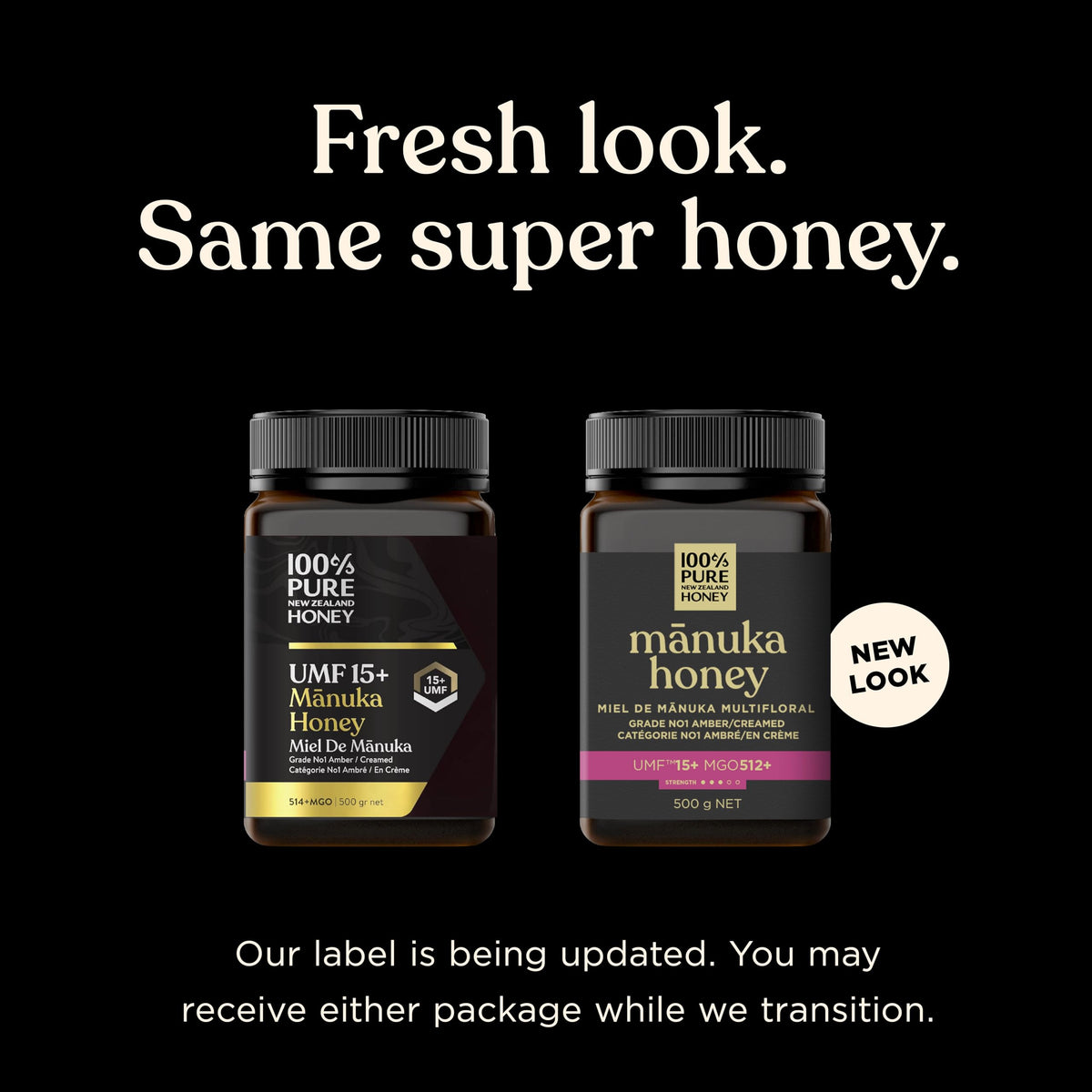 100% Pure New Zealand Honey Manuka UMF15 label close-up confirms authenticity.