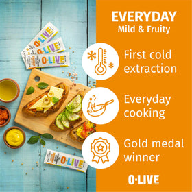 O-Live & Co. salad meals with EVOO drizzle, smooth balanced flavor for everyday dishes.