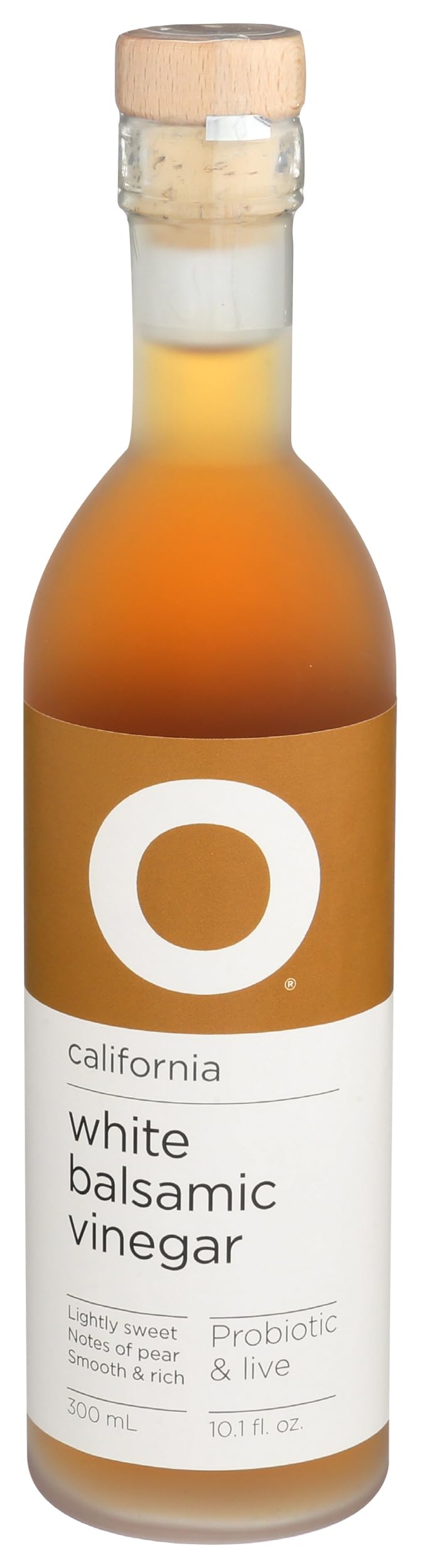 O Olive Oil White Balsamic Vinegar bottle with probiotic live cultures.