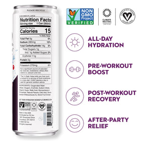 O2 Blackberry Currant ingredients highlight electrolytes and the oxygenation boost.