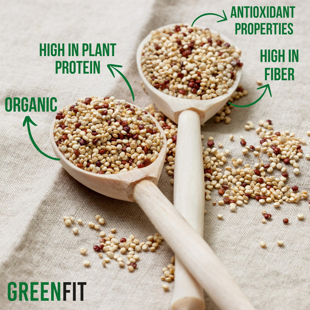 OA QUINOA Greenfit Royal quinoa bulk grains ideal for meal prep.