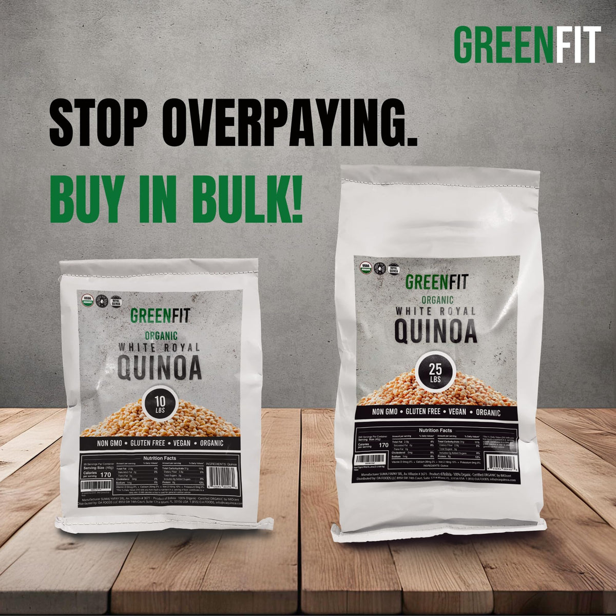 OA QUINOA Greenfit Royal Quinoa dry grains ready to simmer into fluffy bowls