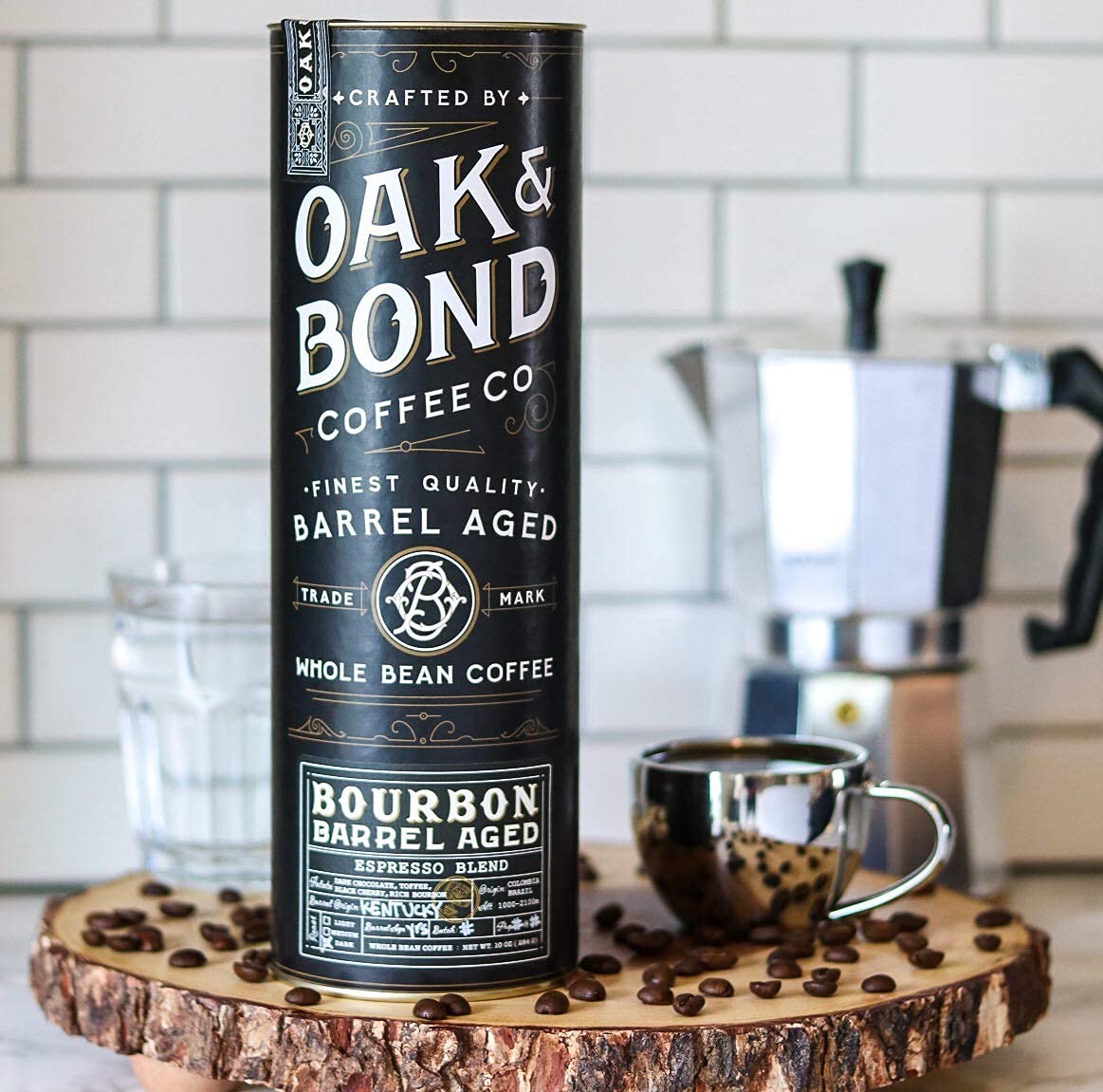Oak & Bond espresso shot with crema highlights bold chocolate notes.