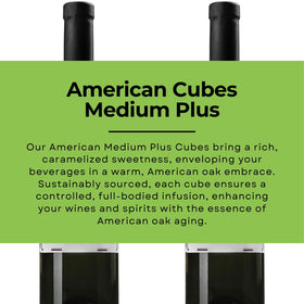 Oak Chips Inc. American Oak Cubes in wine glass showing oak aroma