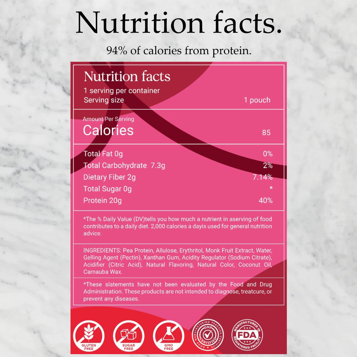 OAKA Protein Gummies mixed berries bag, sugar-free plant-based protein.