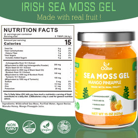 OALSE sea moss gel mango flavor highlights tropical sweetness for bowls.