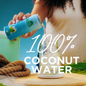 Oasis Coco Water bottle pouring for refreshing hydration.