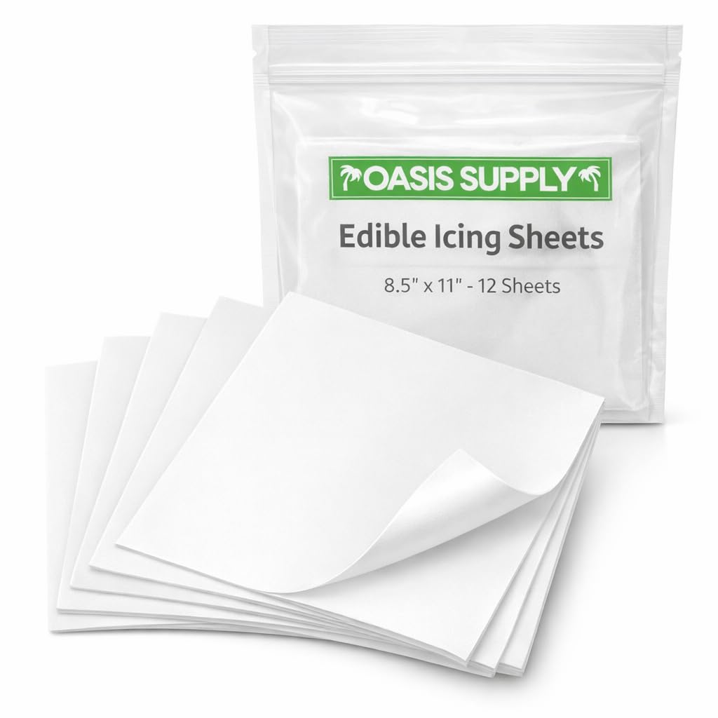 Oasis Supply edible icing sheets with bright white surface for vibrant cake prints