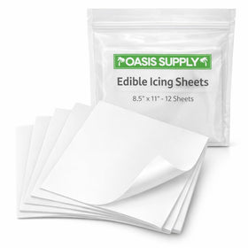 Oasis Supply edible icing sheets with bright white surface for vibrant cake prints