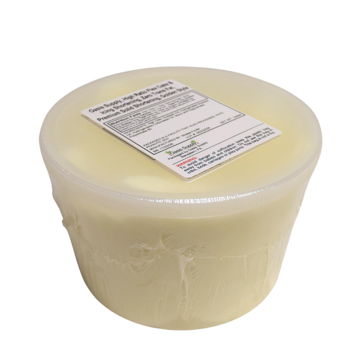 Oasis Supply zero trans fat label visible on packaging.