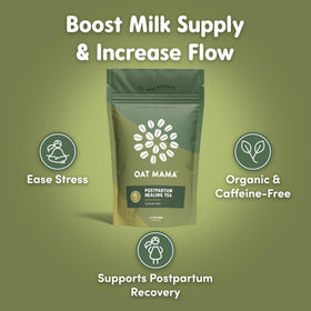 OAT MAMA Spiced Pear tea packaging showcases organic ingredients.