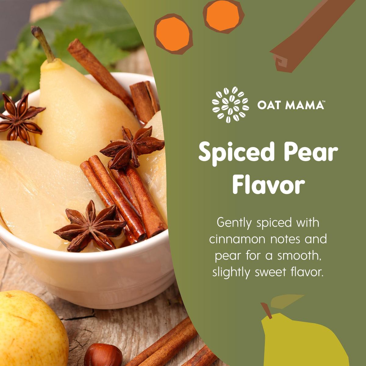 OAT MAMA Spiced Pear tea sachet ready to steep for convenient postpartum support.