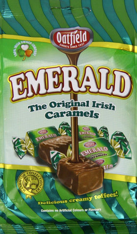 Oatfield Emerald original caramels with milk chocolate coating, perfect for sharing.