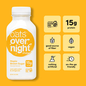 Oats Overnight 15g protein label highlights protein for a strong start.